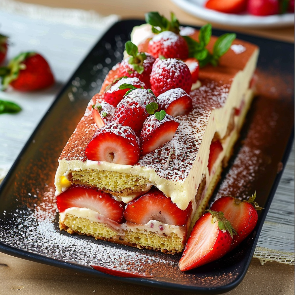 roulé tiramisu fraise depuis recettesympa.com