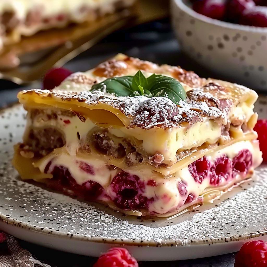 Lasagne Chocolat Blanc Framboise depuis recettemoderne.com