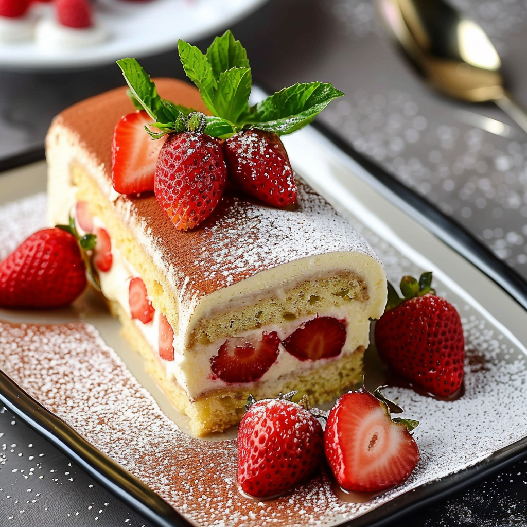 roulé tiramisu fraise depuis recettesympa.com