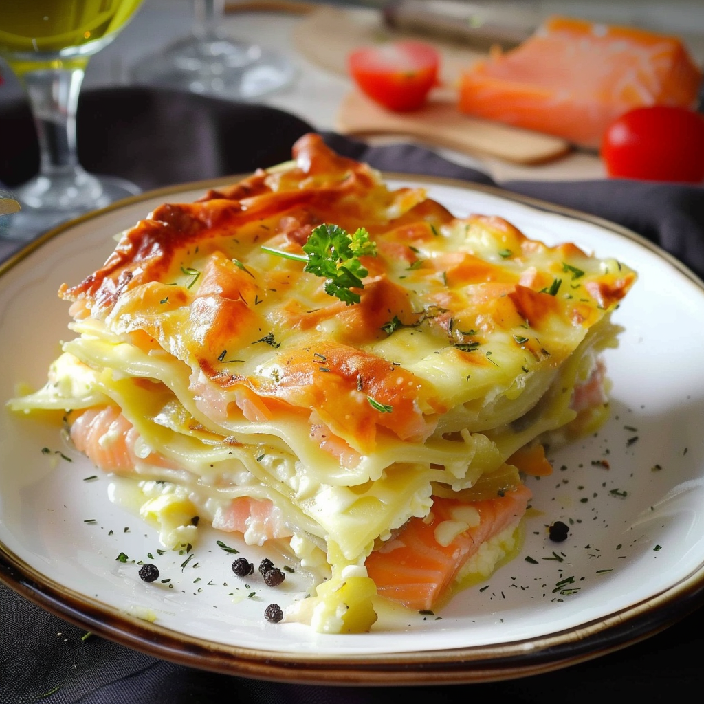 Lasagnes saumon poireaux chèvre depuis Lasagnes saumon poireaux chèvre
