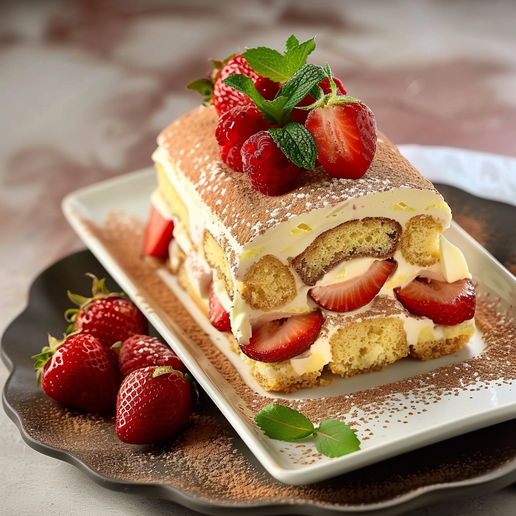 roulé tiramisu fraise depuis recettesympa.com