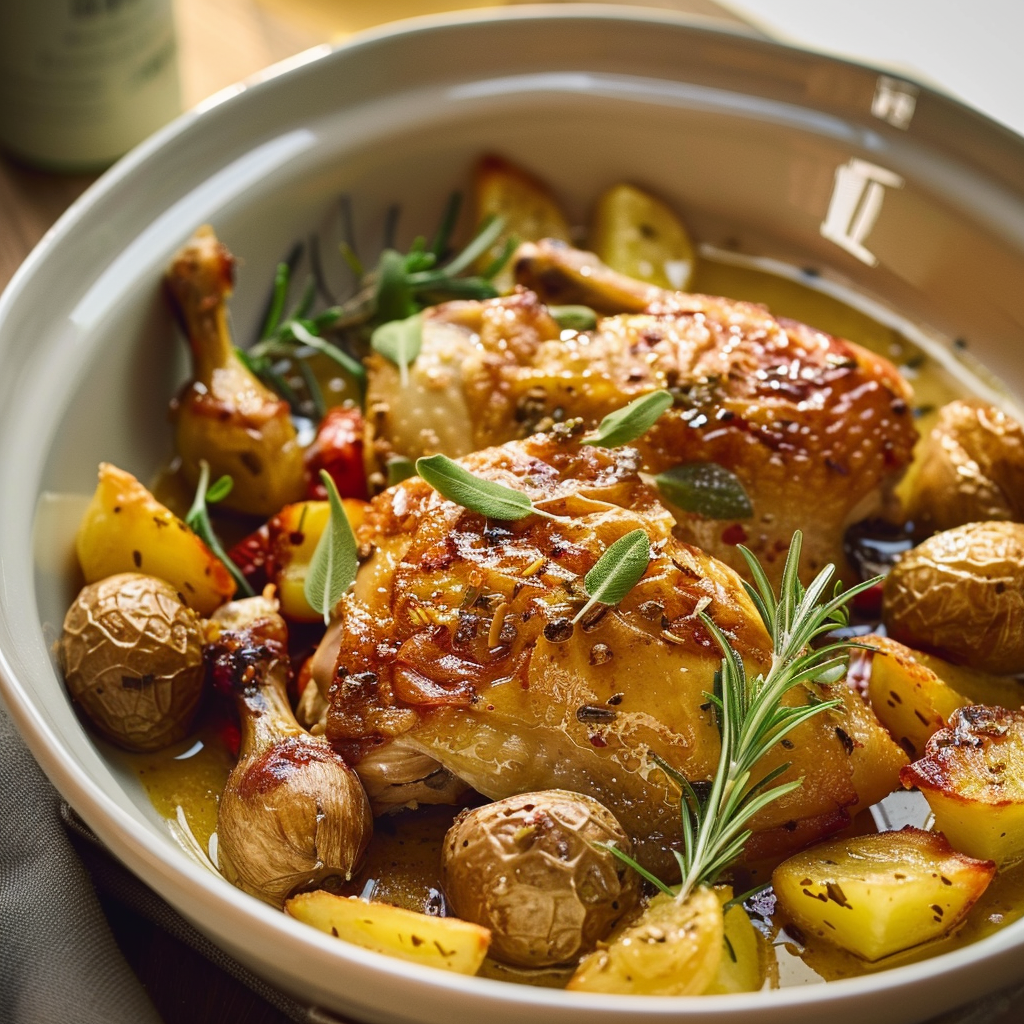 Poulet rôti aux pommes de terre depuis recettesympa.com