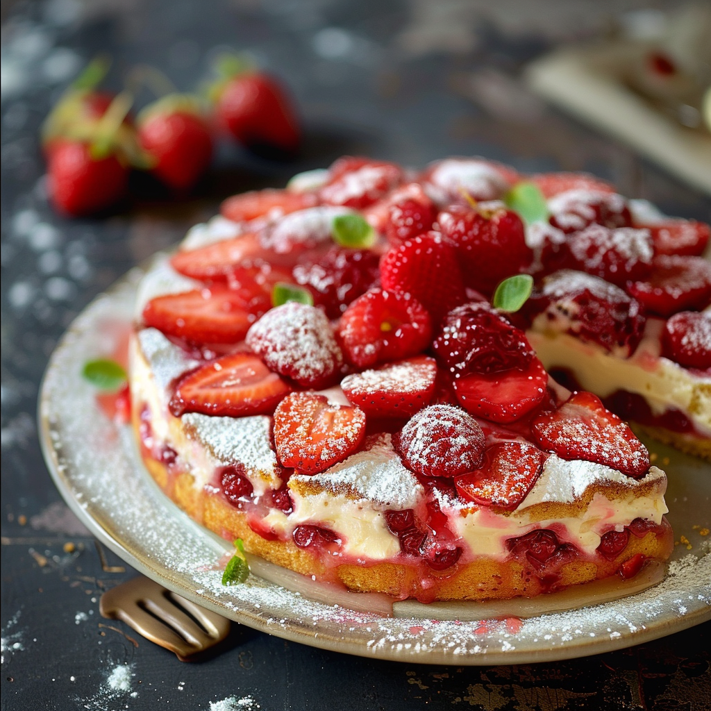 Gâteau aux fraises depuis recettesympa.com