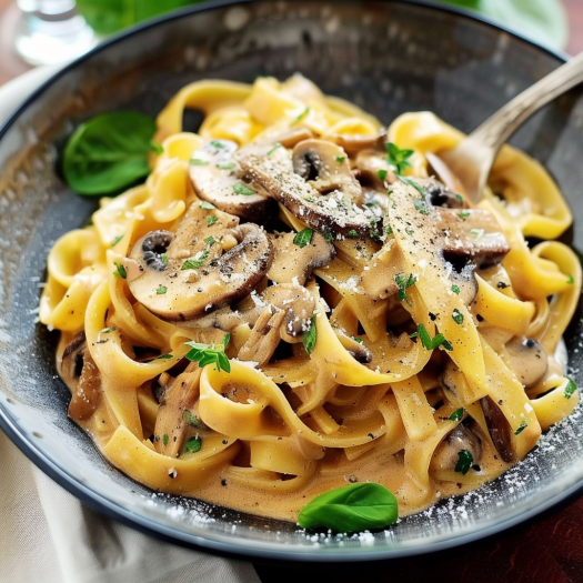Tagliatelles à la carbonara aux champignons