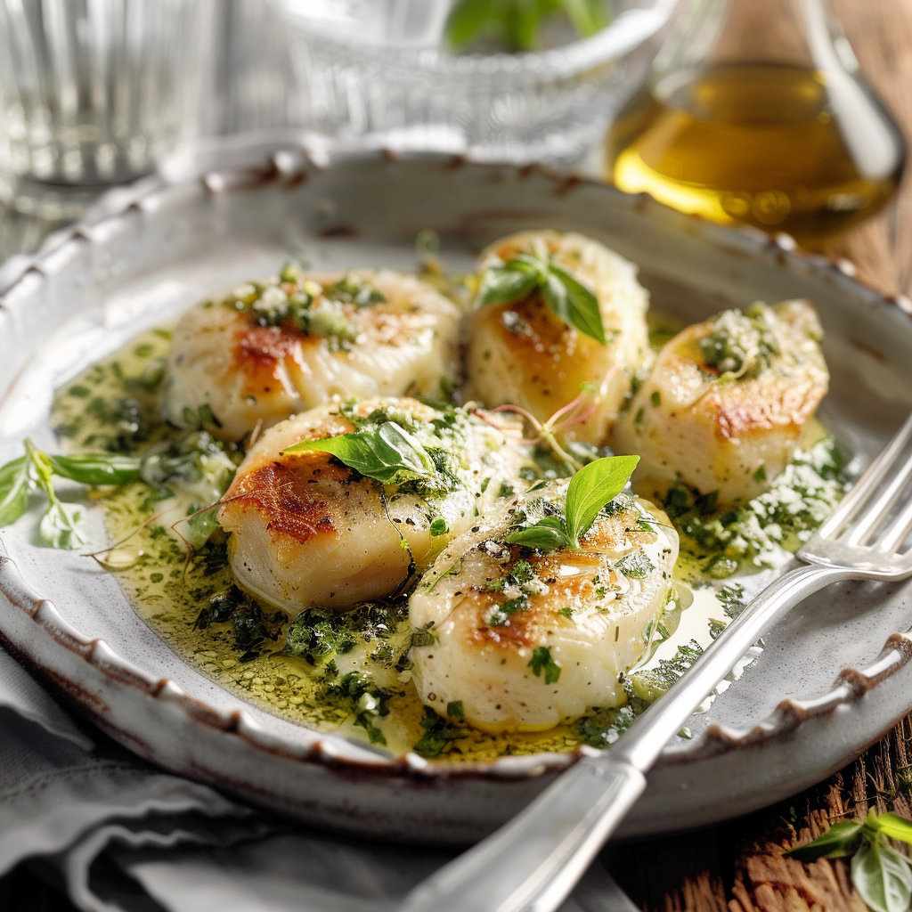 Quenelles de Truite au Pesto d'Herbes