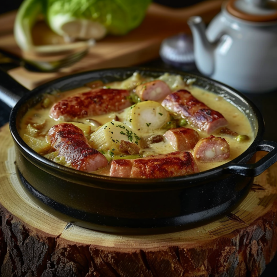 Fondue d’Endives et Saucisses Fumées