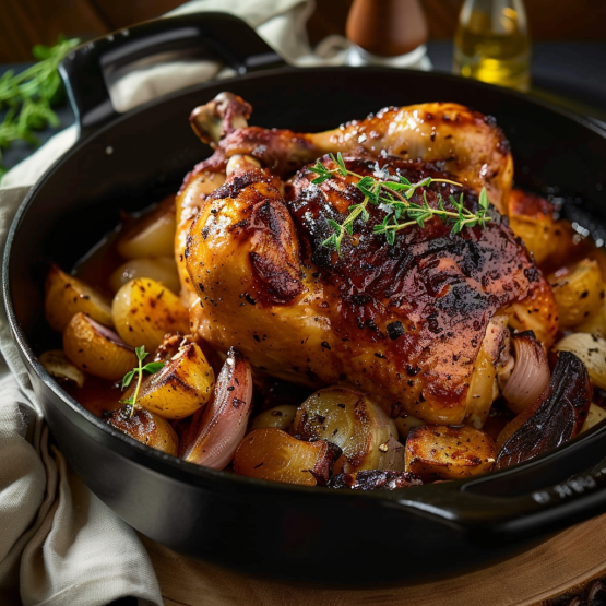 Recette de Poulet Rôti en Cocotte au Four