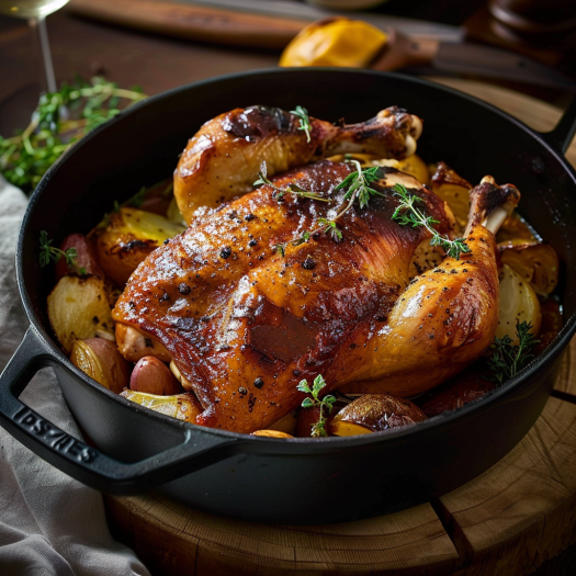 Recette de Poulet Rôti en Cocotte au Four
