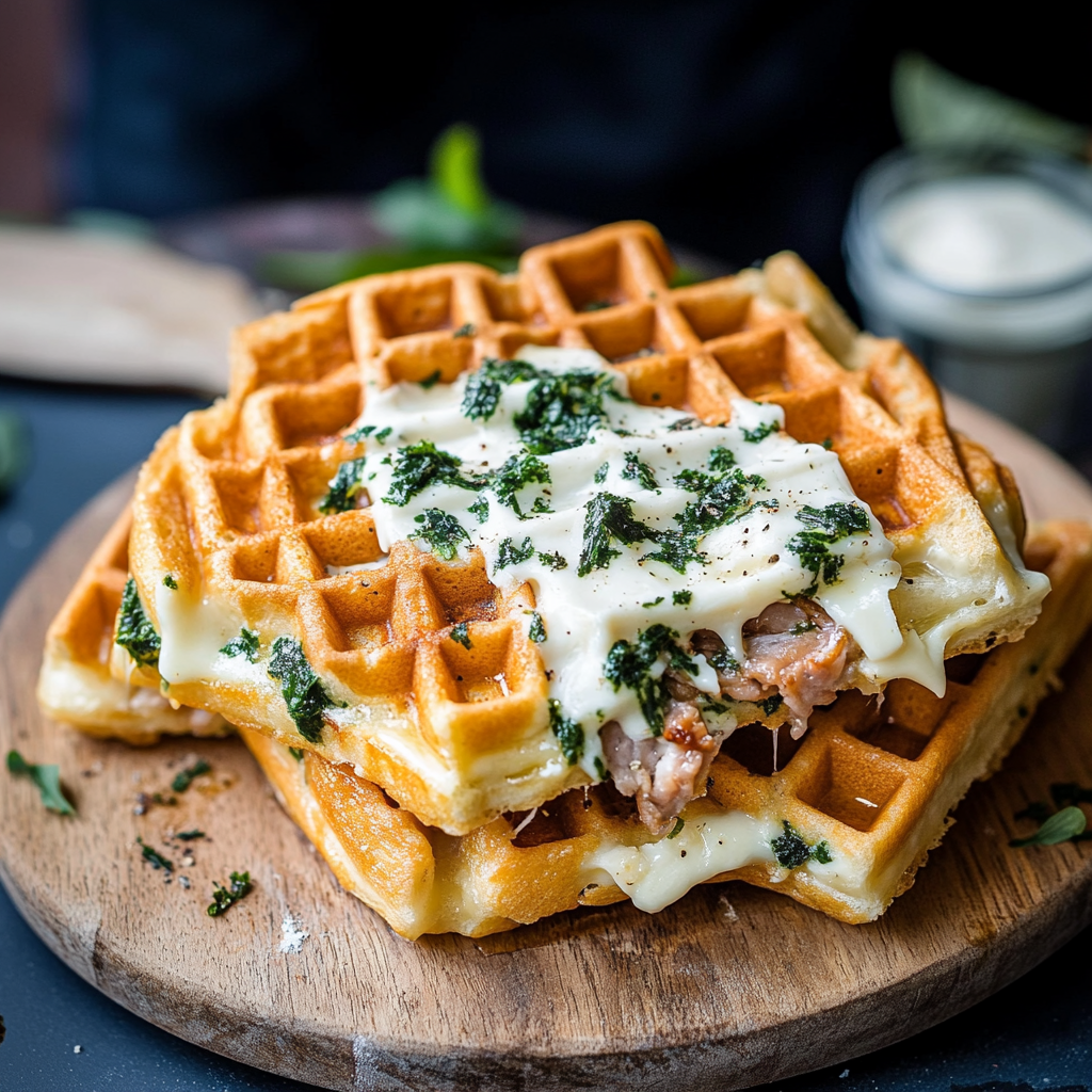 Gaufres épinards fromage depuis recettesympa